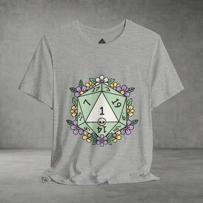 D20 Floral Dice Tee — Pastel RPG Gamer T-Shirt