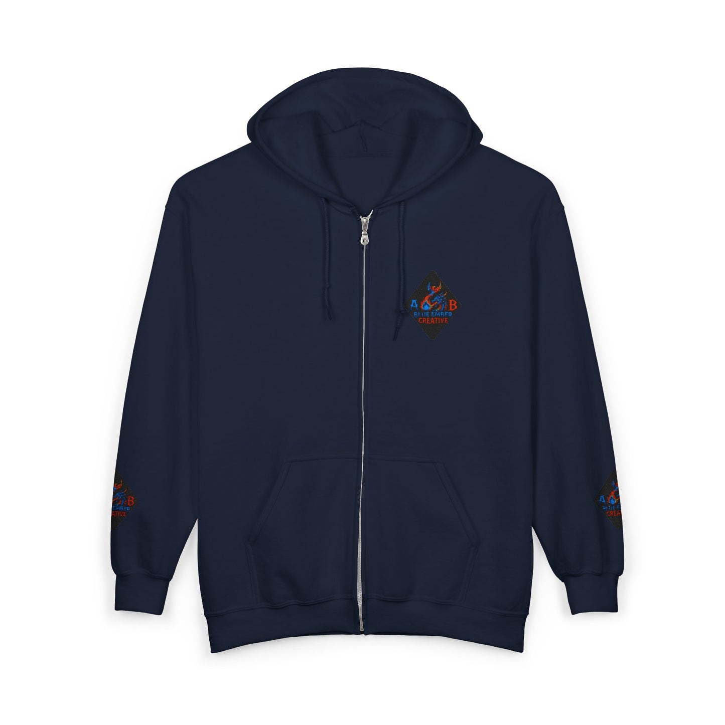A Blue Ember Creative Diamond Zip Hoodie – Small Card Graphic