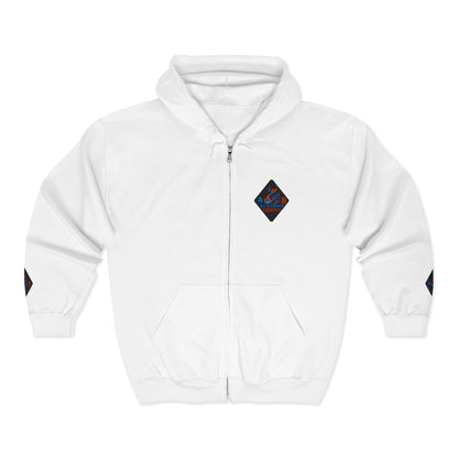 A Blue Ember Creative Diamond Zip Hoodie – Small Card Graphic
