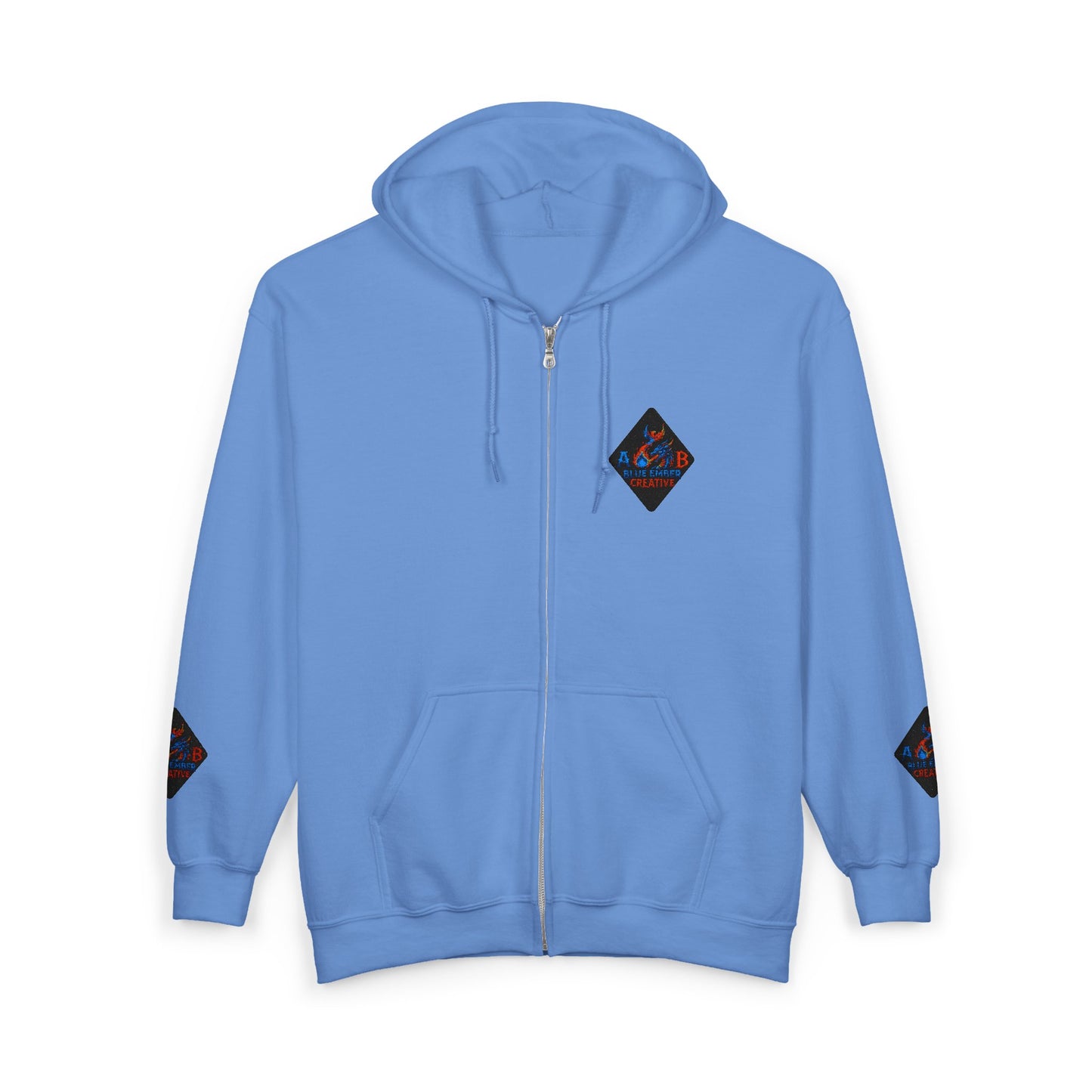 A Blue Ember Creative Diamond Zip Hoodie – Small Card Graphic
