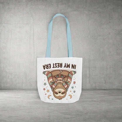 Tote Bag — 'In My Rest Era' Cute Sloth Canvas Tote for Cozy Self-Care Gifts