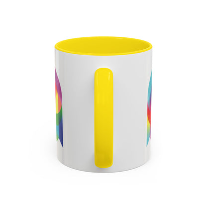 Rainbow Geometric Ghost Coffee Mug – Colorful Retro Pop Art Accent Mug (11/15oz)