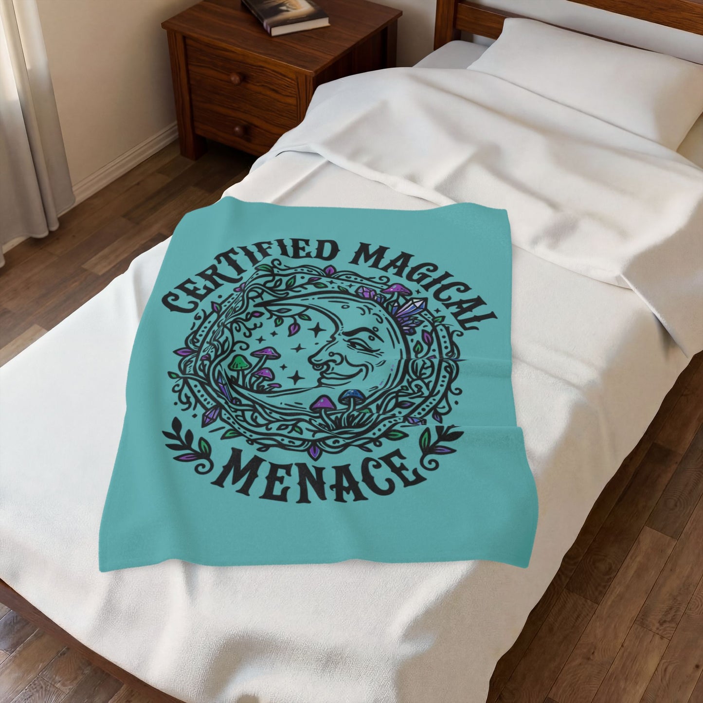 Certified Magical Menace Velveteen Blanket | witchy goblincore celestial vibes