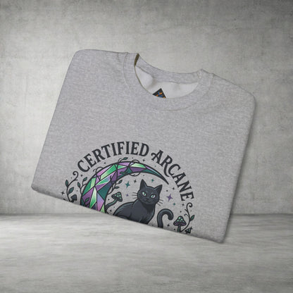 Certified Arcane Weirdo Crewneck Sweatshirt | witchy goblincore celestial