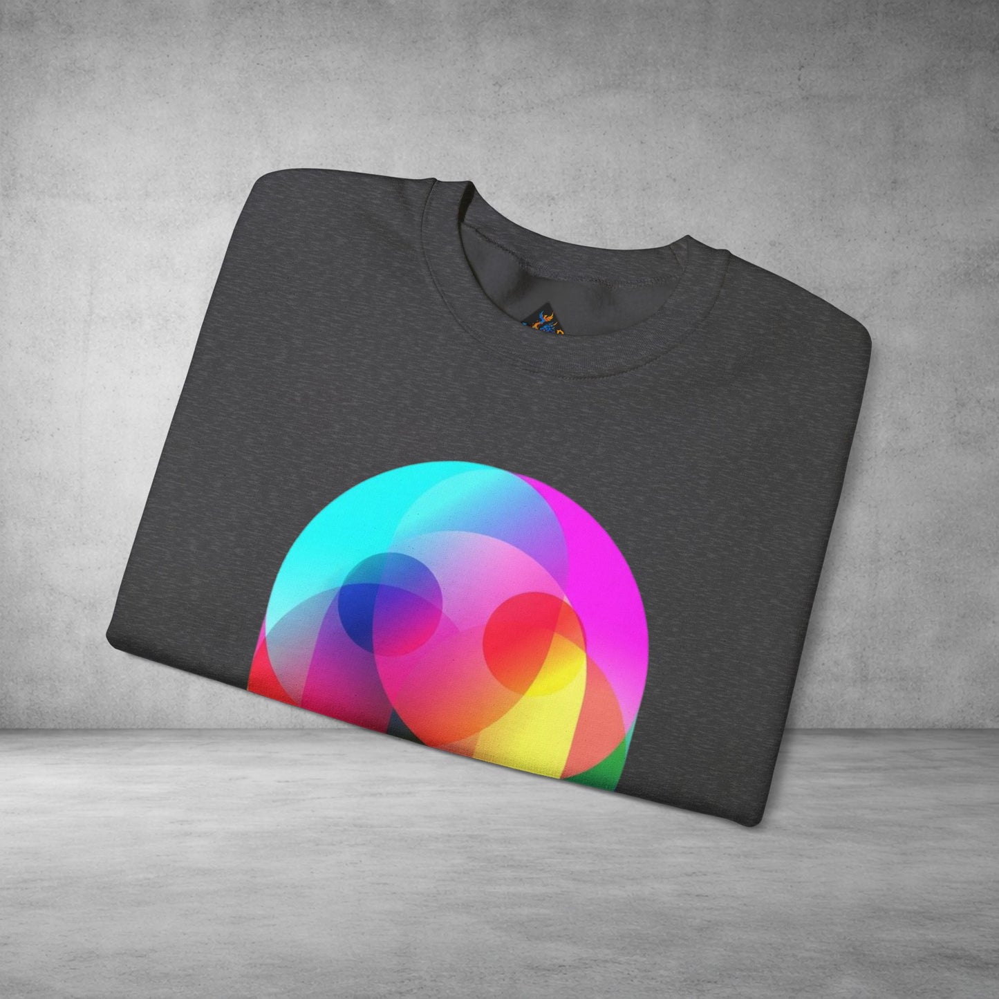 Crewneck Sweatshirt — Colourful Overlap Ghost Art Graphic