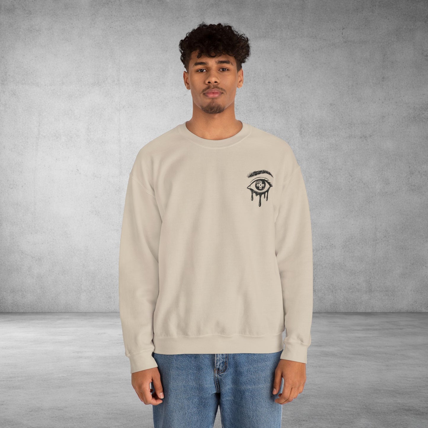Crewneck Sweatshirt — 'Wake Yo Game Up, Let’s Game' Dripping Eye Gamer Design