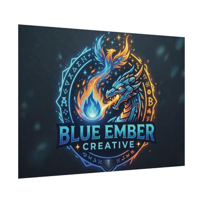 A Blue Ember Creative - Rolled Poster — Blue Ember Creative Dragon Logo Art
