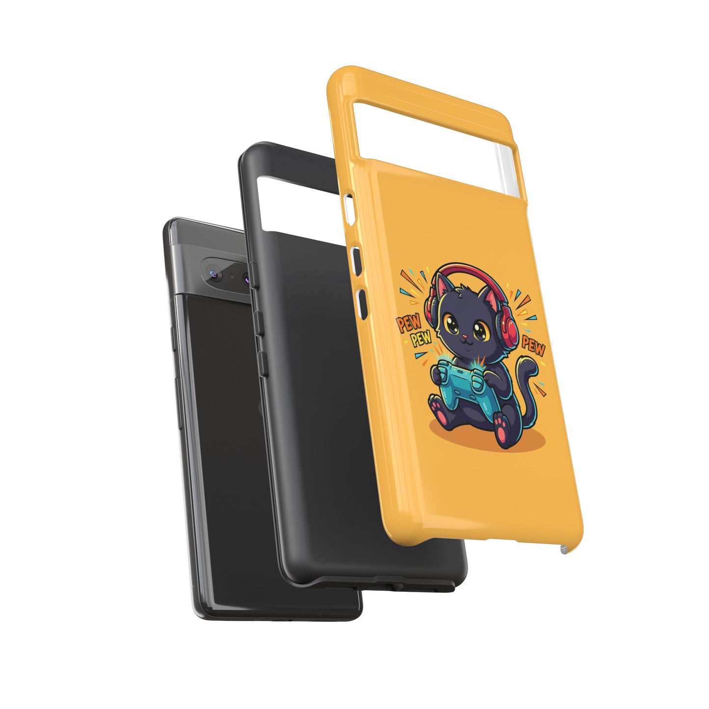 Cute Gamer Cat Phone Case - 'Pew Pew' Controller Design