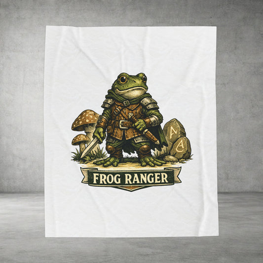 Frog Ranger Plush Blanket — Velveteen Cozy Fantasy Throw