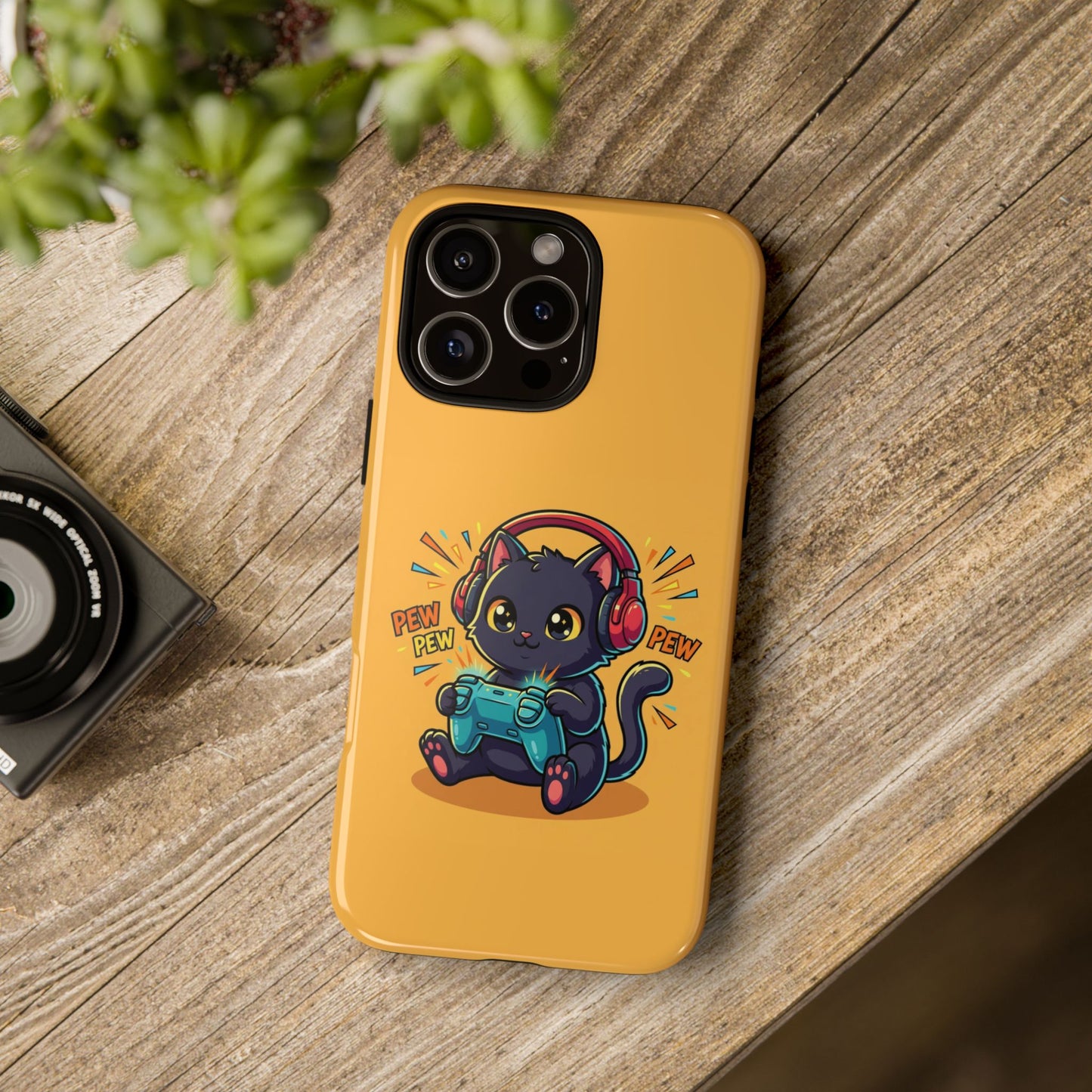 Cute Gamer Cat Phone Case - 'Pew Pew' Controller Design
