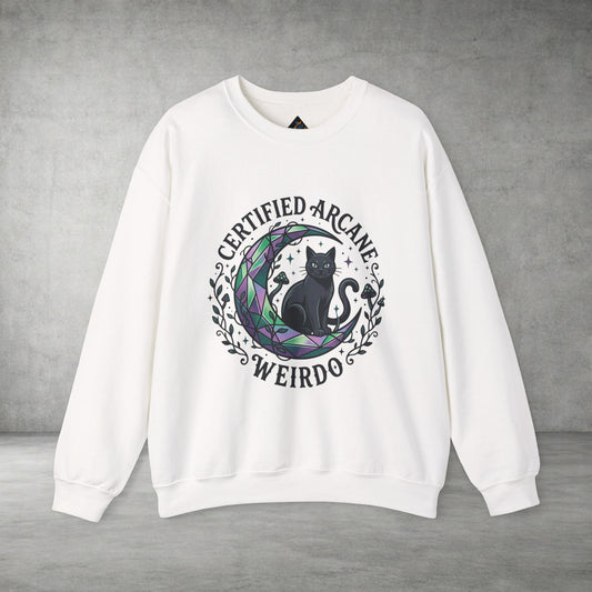 Certified Arcane Weirdo Crewneck Sweatshirt | witchy goblincore celestial