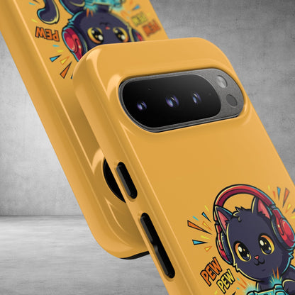 Cute Gamer Cat Phone Case - 'Pew Pew' Controller Design