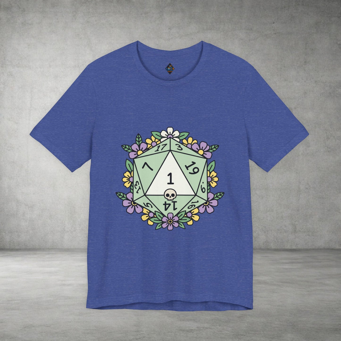 D20 Floral Dice Tee — Pastel RPG Gamer T-Shirt