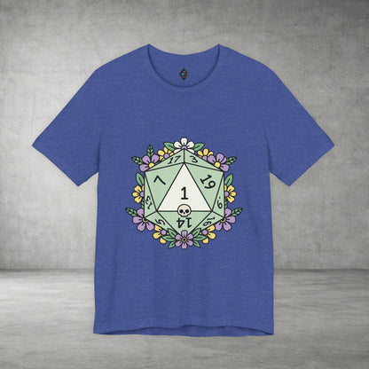 D20 Floral Dice Tee — Pastel RPG Gamer T-Shirt