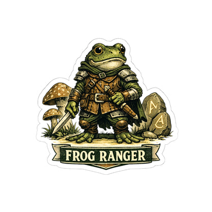 Frog Ranger Kiss-Cut Sticker — Cute RPG Amphibian Adventurer Vinyl Decal