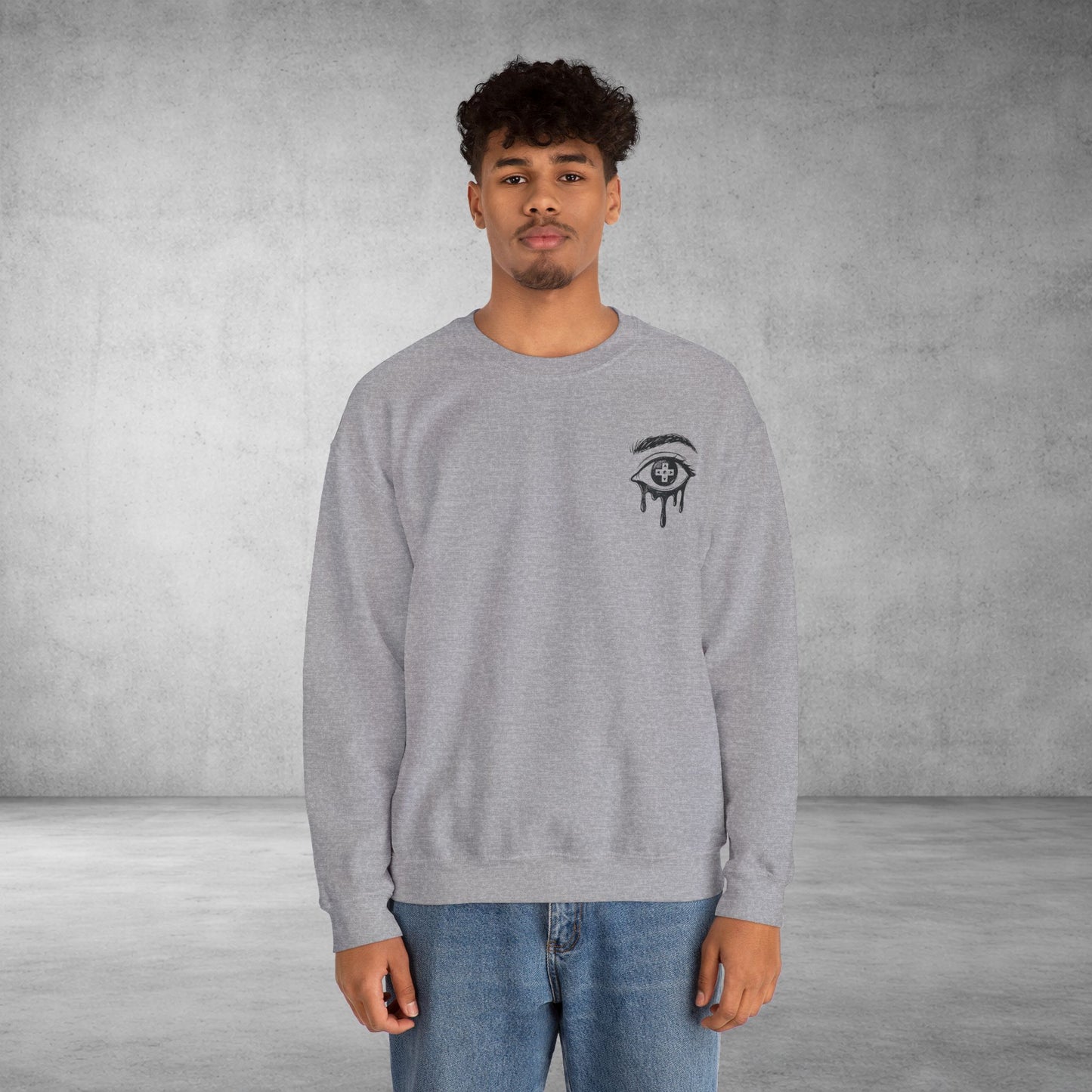 Crewneck Sweatshirt — 'Wake Yo Game Up, Let’s Game' Dripping Eye Gamer Design