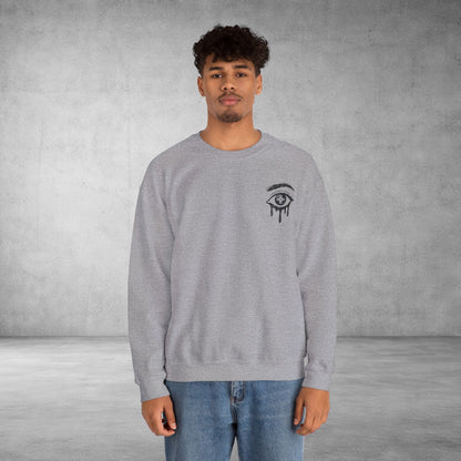 Crewneck Sweatshirt — 'Wake Yo Game Up, Let’s Game' Dripping Eye Gamer Design
