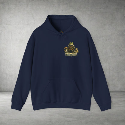 Adventure Frog Hoodie — Whimsical Forest Gnome Patch Sweatshirt