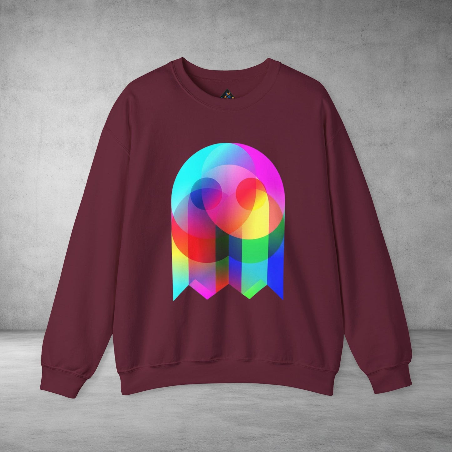 Crewneck Sweatshirt — Colourful Overlap Ghost Art Graphic