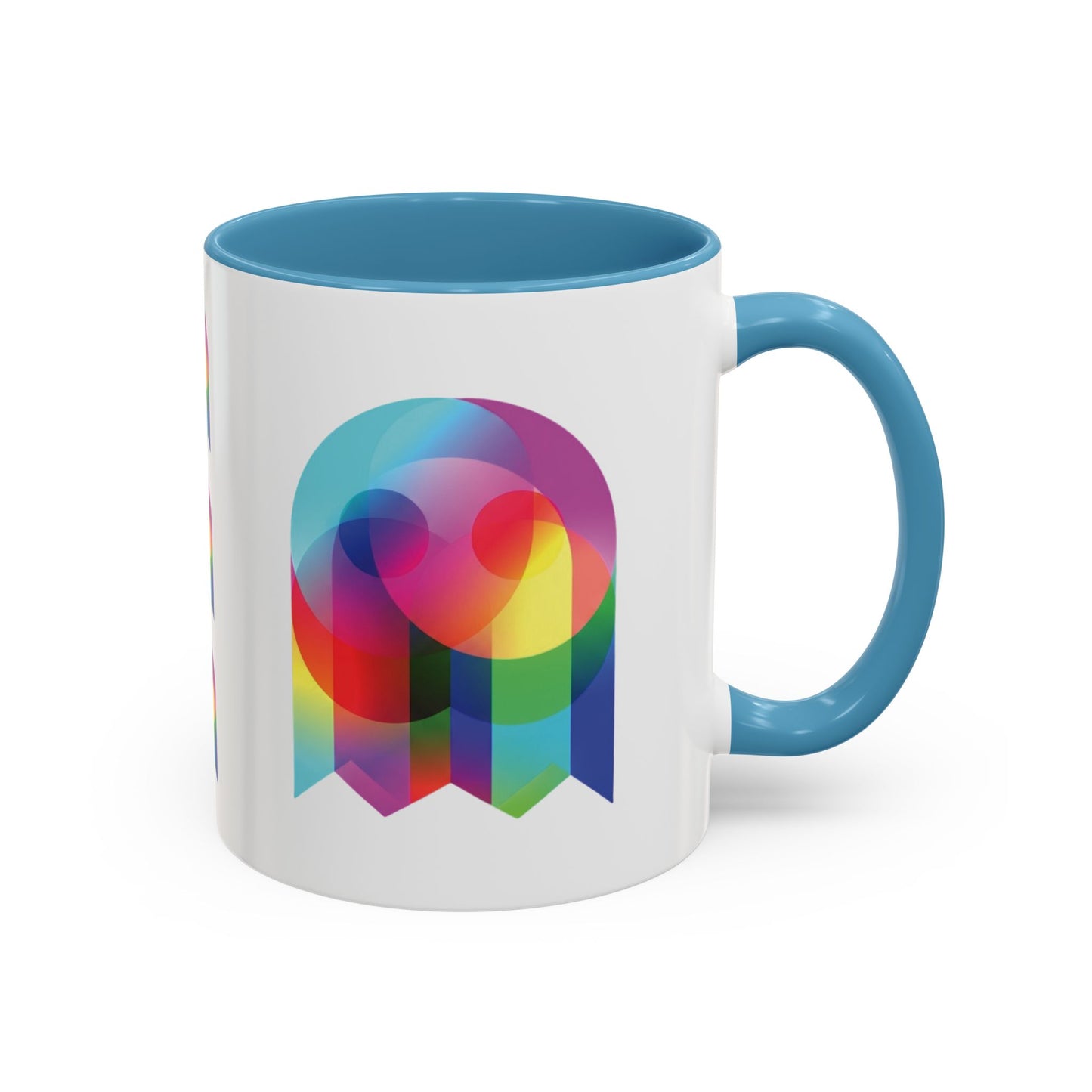 Rainbow Geometric Ghost Coffee Mug – Colorful Retro Pop Art Accent Mug (11/15oz)