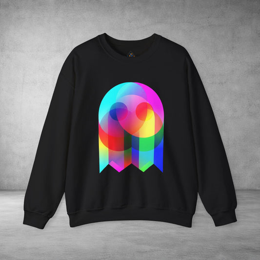Crewneck Sweatshirt — Colourful Overlap Ghost Art Graphic