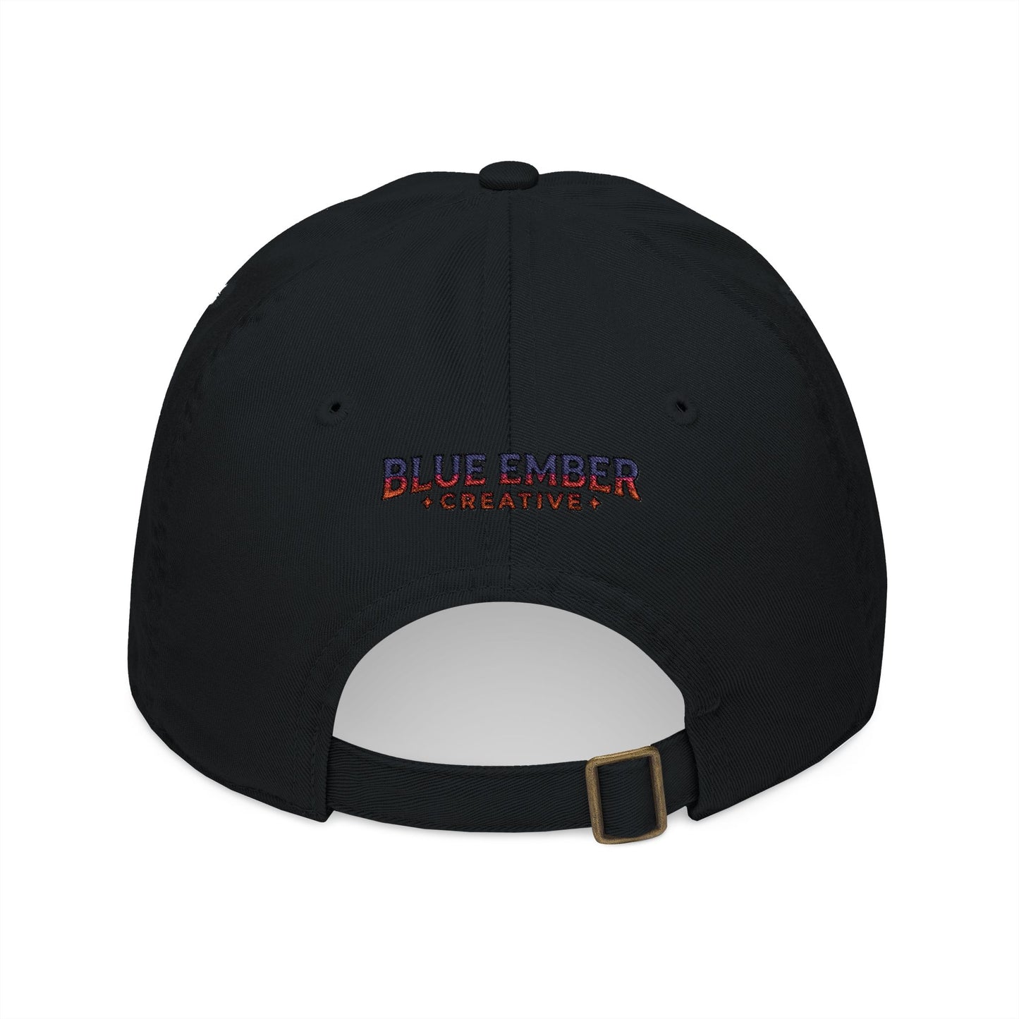 A Blue Ember Creative - Embroidered Diamond Patch Baseball Cap — Organic Cotton, Rustic Campfire Design