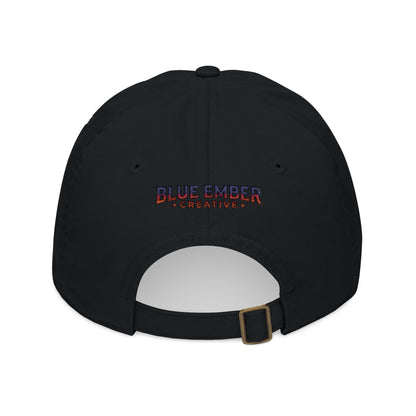 A Blue Ember Creative - Embroidered Diamond Patch Baseball Cap — Organic Cotton, Rustic Campfire Design
