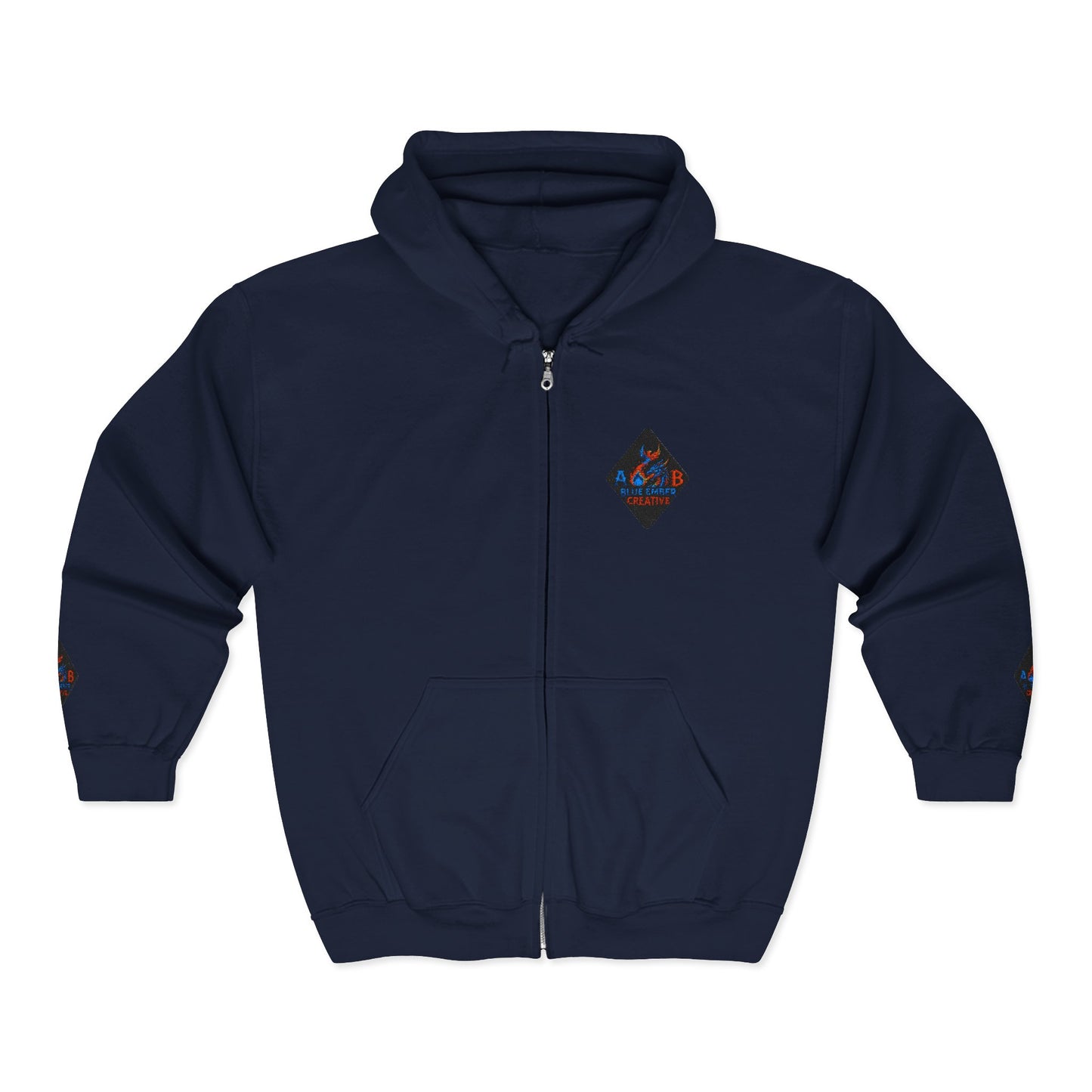 A Blue Ember Creative Diamond Zip Hoodie – Small Card Graphic