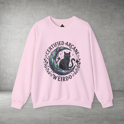 Certified Arcane Weirdo Crewneck Sweatshirt | witchy goblincore celestial