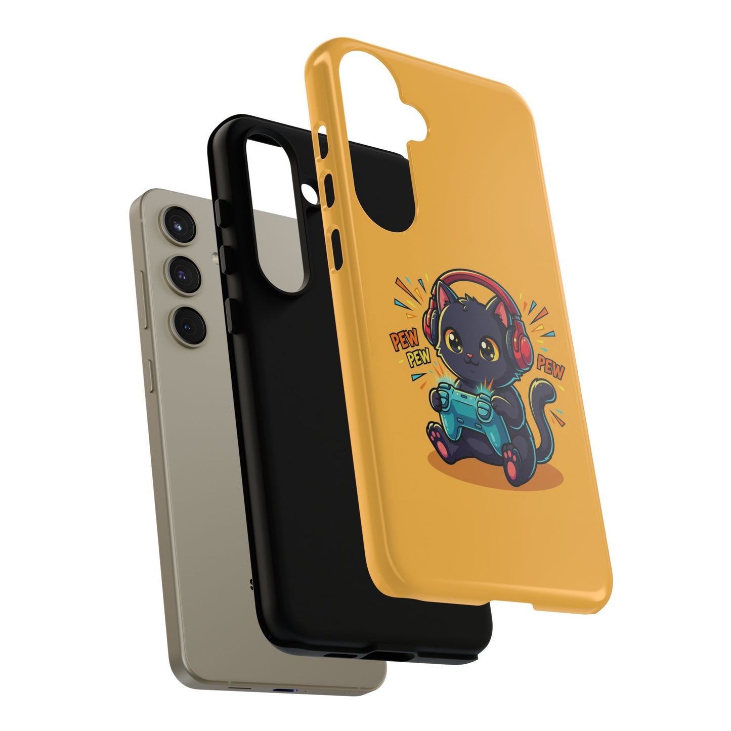 Cute Gamer Cat Phone Case - 'Pew Pew' Controller Design
