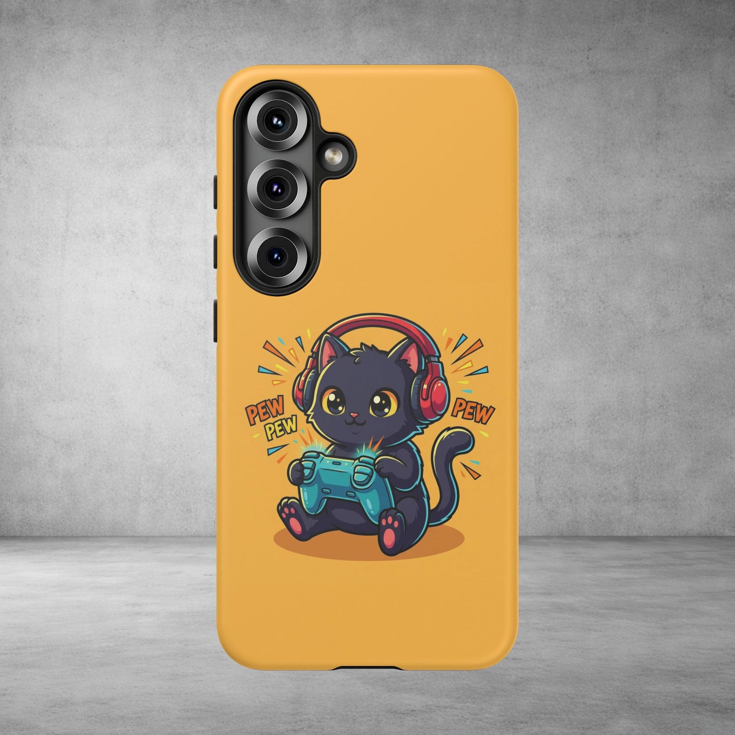 Cute Gamer Cat Phone Case - 'Pew Pew' Controller Design