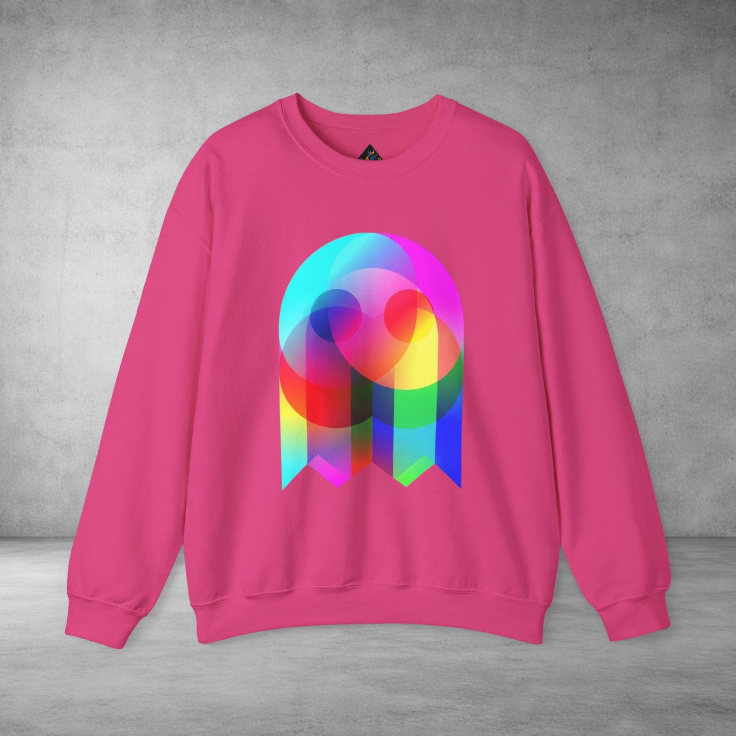 Crewneck Sweatshirt — Colourful Overlap Ghost Art Graphic
