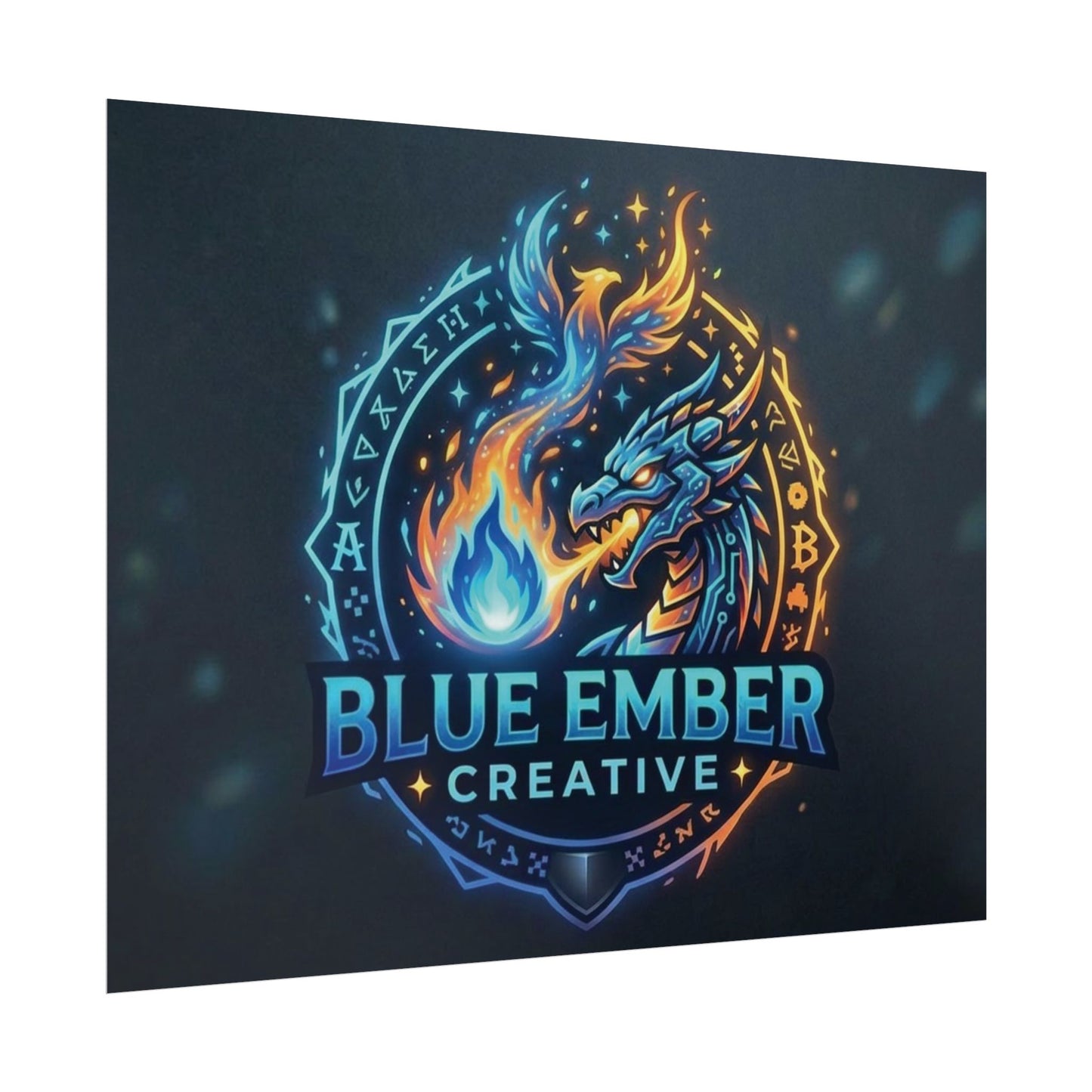 A Blue Ember Creative - Rolled Poster — Blue Ember Creative Dragon Logo Art