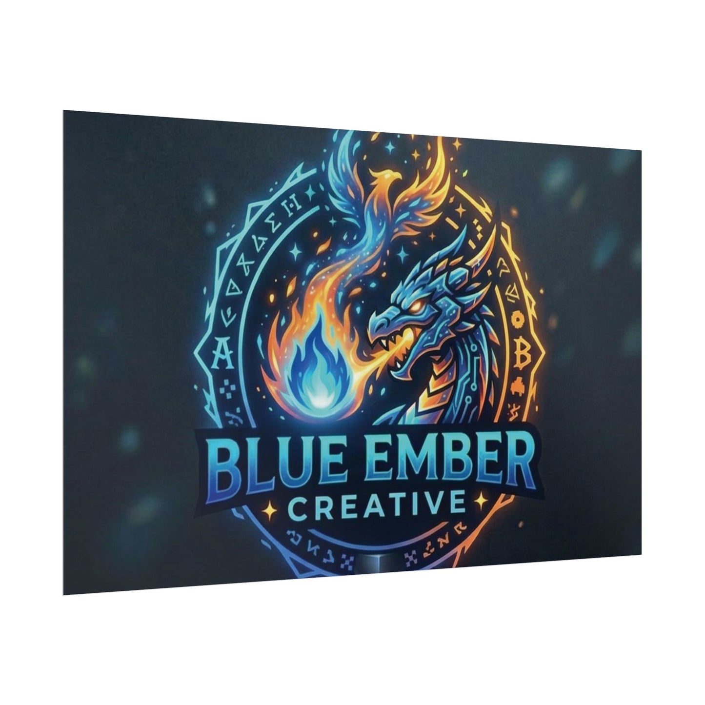 A Blue Ember Creative - Rolled Poster — Blue Ember Creative Dragon Logo Art