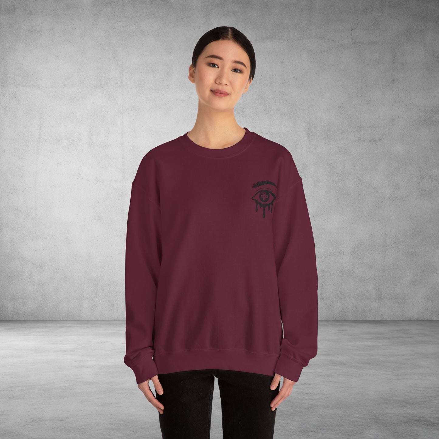 Crewneck Sweatshirt — 'Wake Yo Game Up, Let’s Game' Dripping Eye Gamer Design