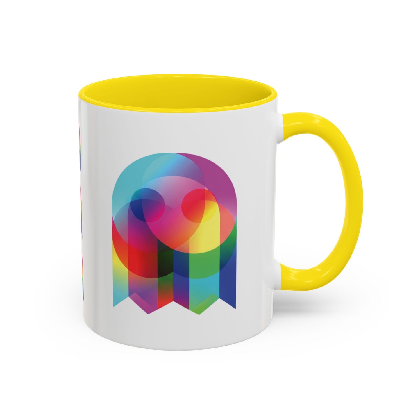 Rainbow Geometric Ghost Coffee Mug – Colorful Retro Pop Art Accent Mug (11/15oz)
