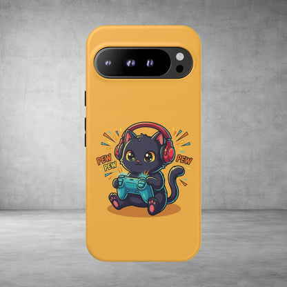 Cute Gamer Cat Phone Case - 'Pew Pew' Controller Design