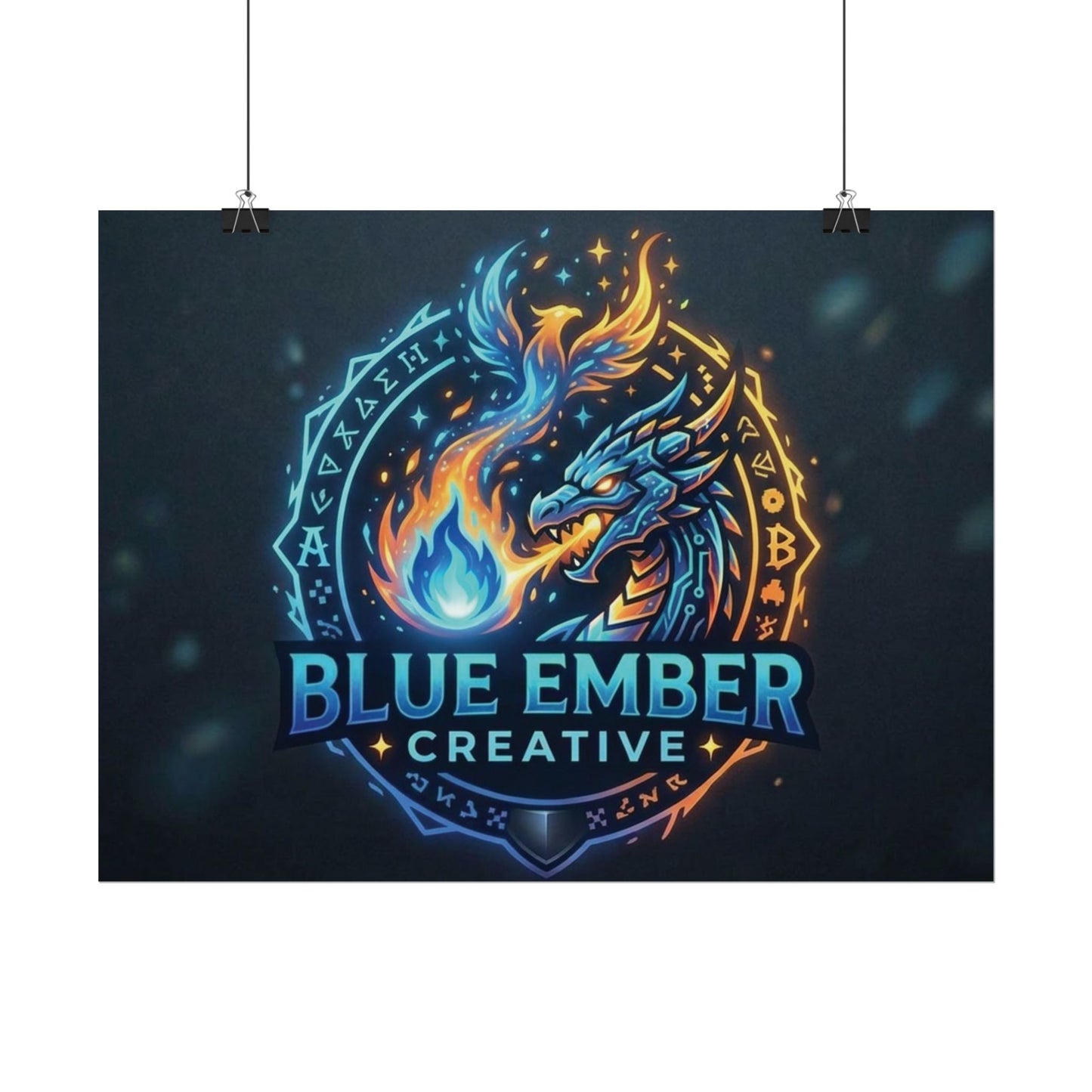A Blue Ember Creative - Rolled Poster — Blue Ember Creative Dragon Logo Art