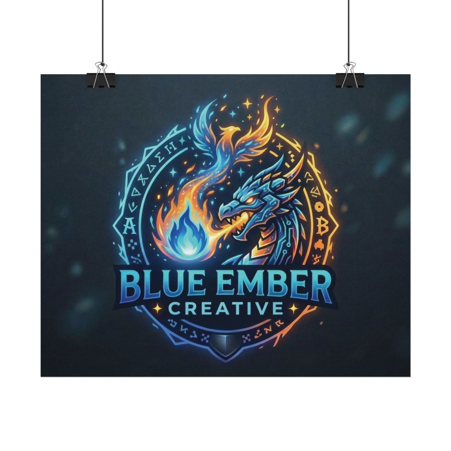 A Blue Ember Creative - Rolled Poster — Blue Ember Creative Dragon Logo Art