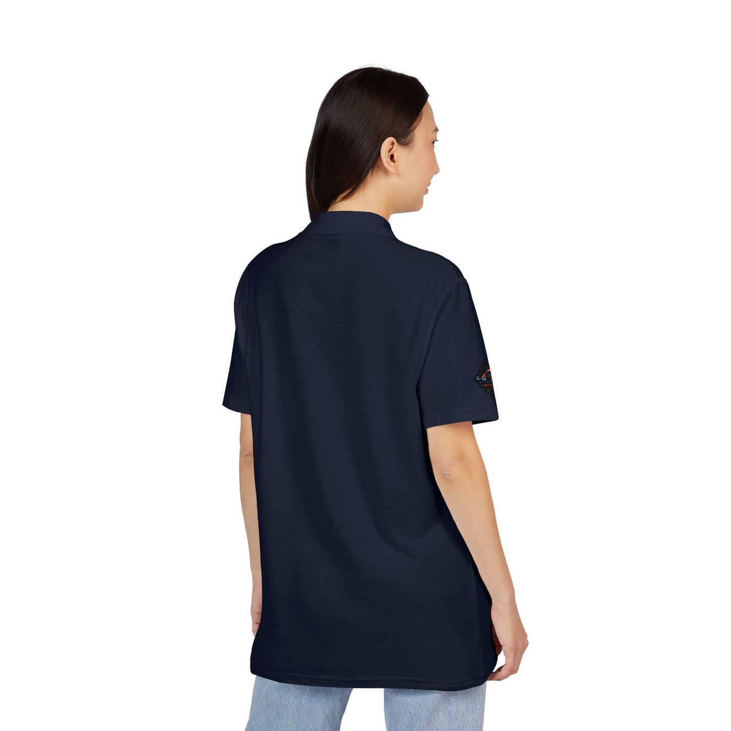 A Blue Ember Creative - Embroidered Diamond Floral Polo Shirt