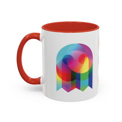 Rainbow Geometric Ghost Coffee Mug – Colorful Retro Pop Art Accent Mug (11/15oz)