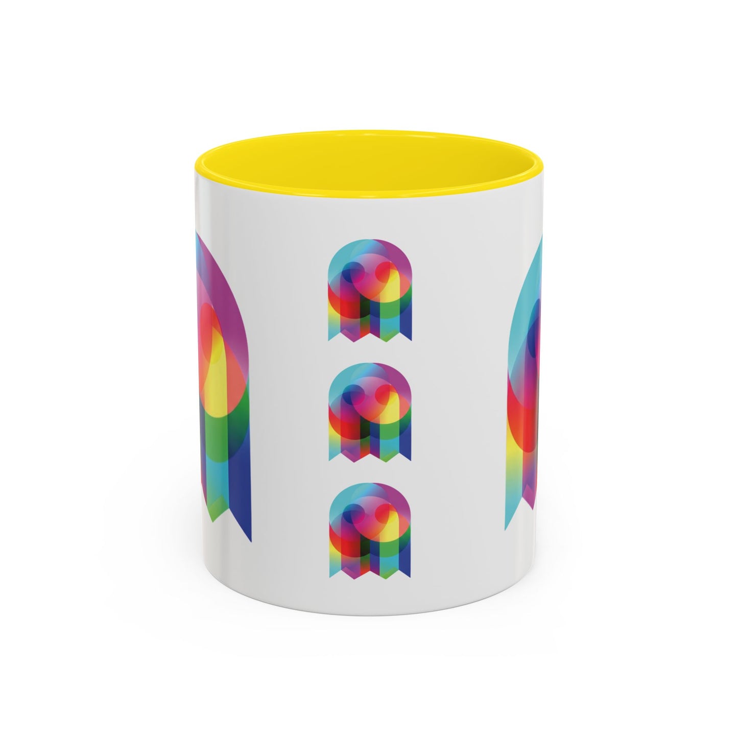 Rainbow Geometric Ghost Coffee Mug – Colorful Retro Pop Art Accent Mug (11/15oz)