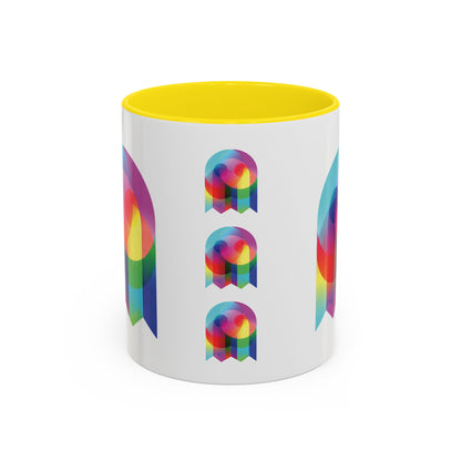 Rainbow Geometric Ghost Coffee Mug – Colorful Retro Pop Art Accent Mug (11/15oz)