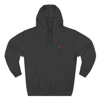 A Blue Ember Creative Geometric Diamond Hoodie — Small Chest Logo Pullover