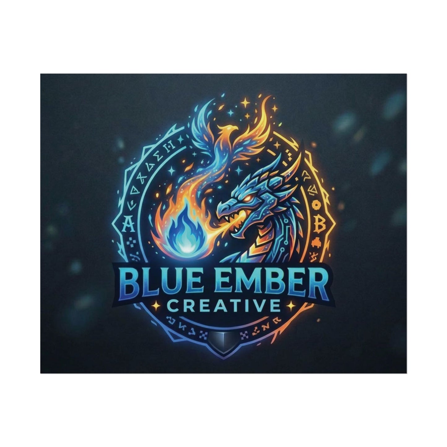 A Blue Ember Creative - Rolled Poster — Blue Ember Creative Dragon Logo Art