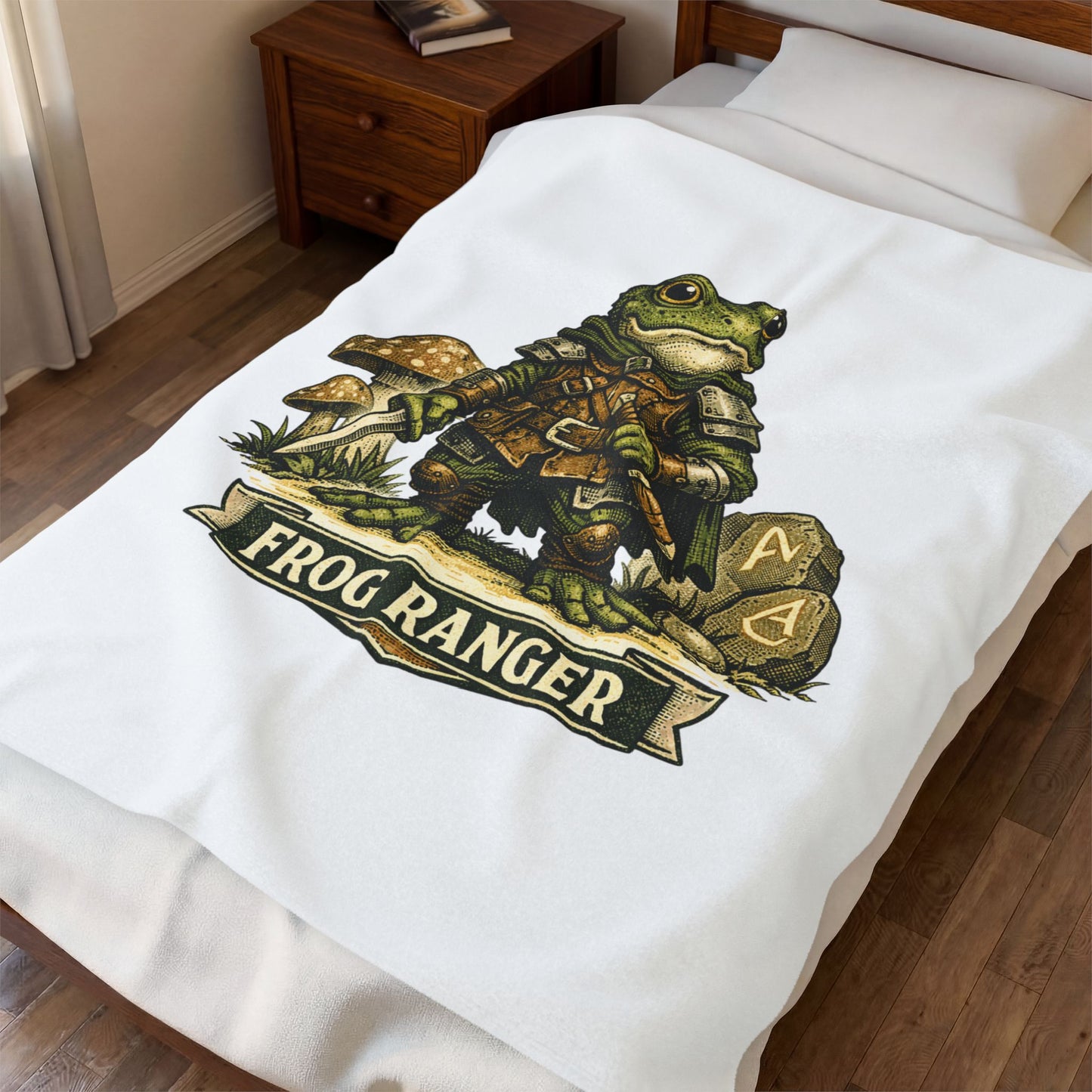 Frog Ranger Plush Blanket — Velveteen Cozy Fantasy Throw