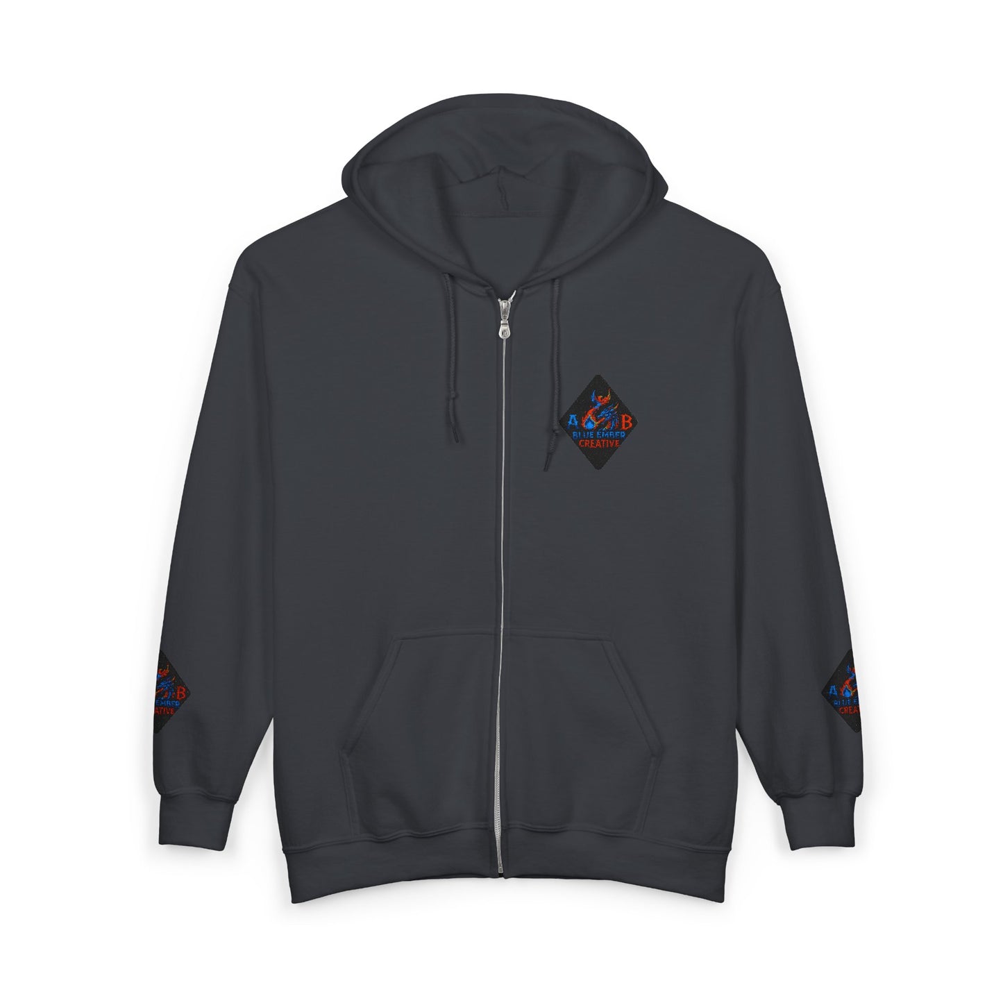 A Blue Ember Creative Diamond Zip Hoodie – Small Card Graphic