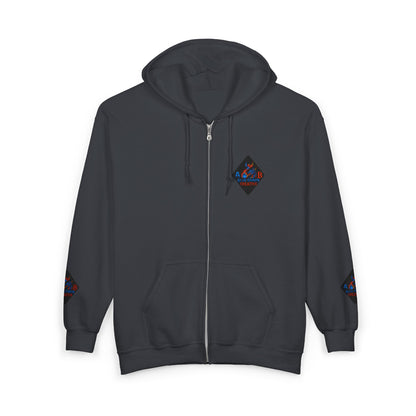 A Blue Ember Creative Diamond Zip Hoodie – Small Card Graphic