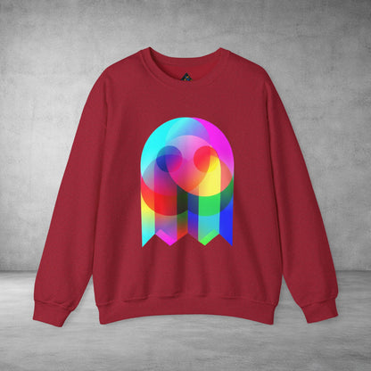 Crewneck Sweatshirt — Colourful Overlap Ghost Art Graphic