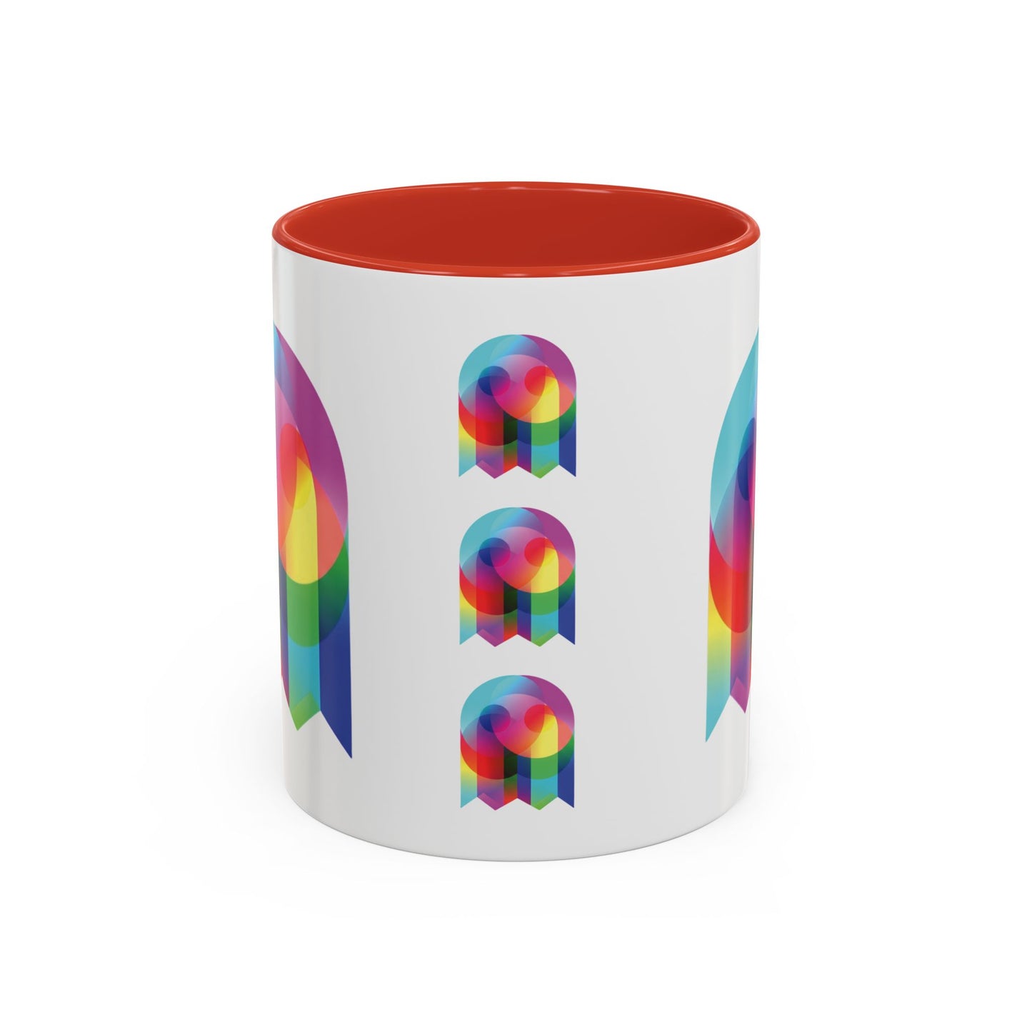 Rainbow Geometric Ghost Coffee Mug – Colorful Retro Pop Art Accent Mug (11/15oz)